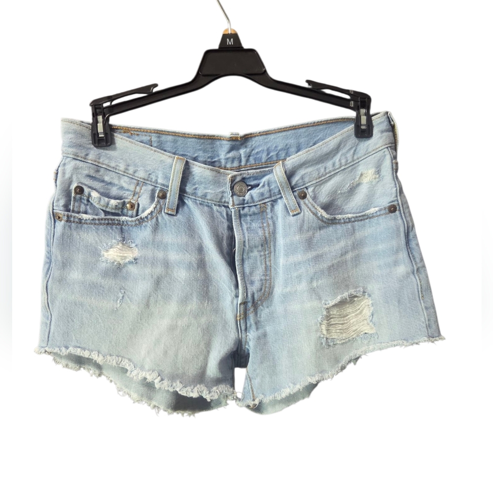 Levi's Blue Distressed Jean Shorts Vintage Style W 25